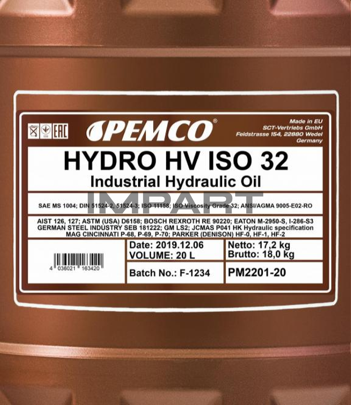 Масло гидравлическое PEMCO Hydro HV ISO 32 (20 литров) PEMCO от 6509 .