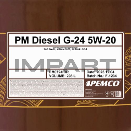 Масло моторное DIESEL G-24 PEMCO 5W-20 (208 литров) PEMCO