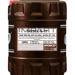 Масло моторное DIESEL G-10 PEMCO 5W-40 UHPD (20 литров) PEMCO